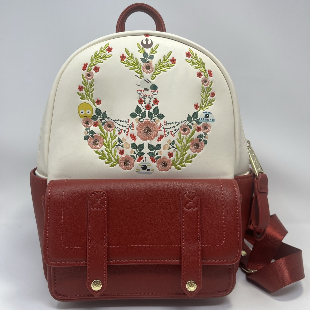 Loungefly Disney Star Wars Floral Droids Rebel Symbol 2 Tone Mini Backpack